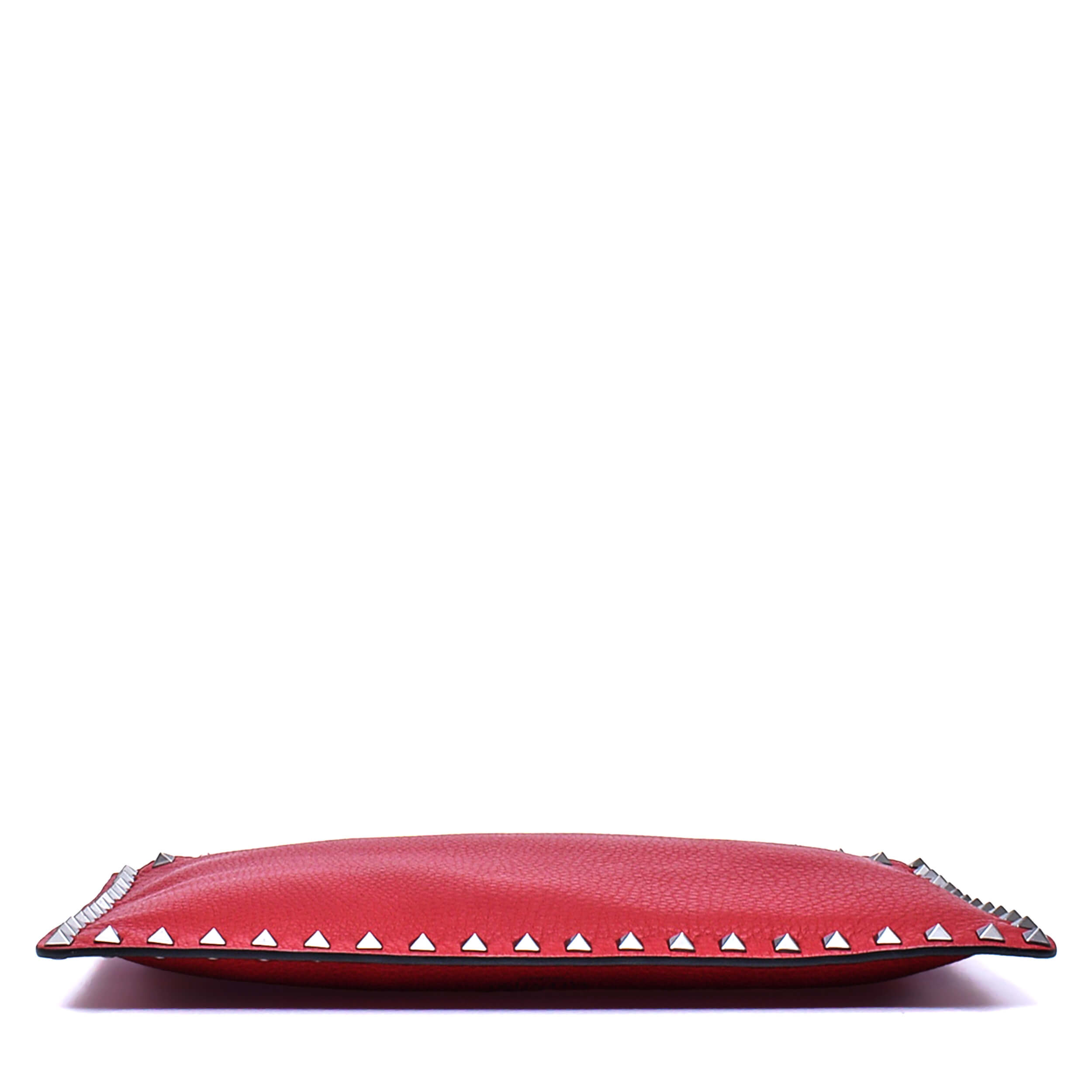 Valentino - Red Grained Leather Rockstud Clutch